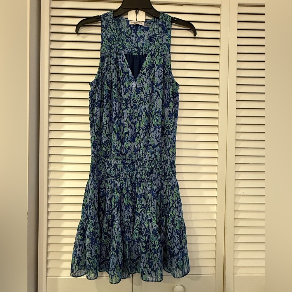 Ramy Brook Blue and Green Patterned Mini Dress